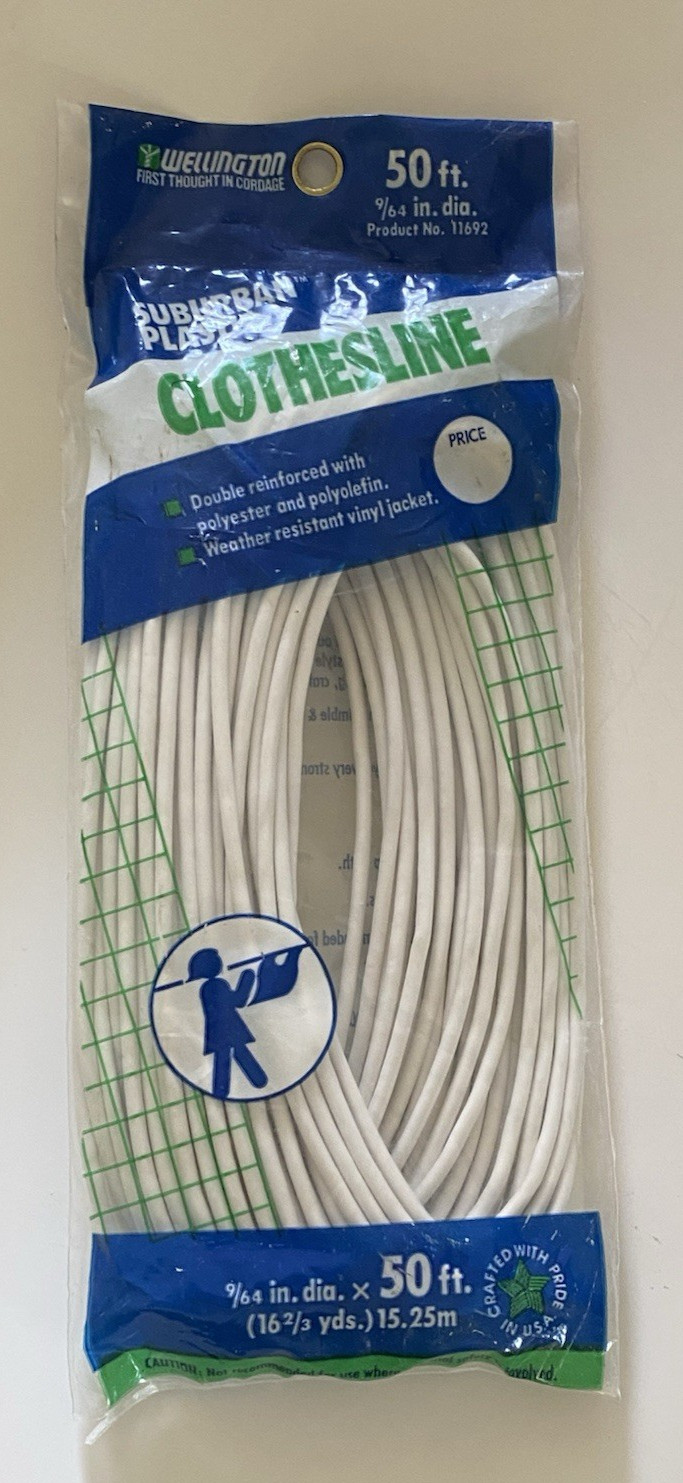 NOS VTG Wellington Suburban Plastic Clothesline 50 Feet 11692 Made in USA!