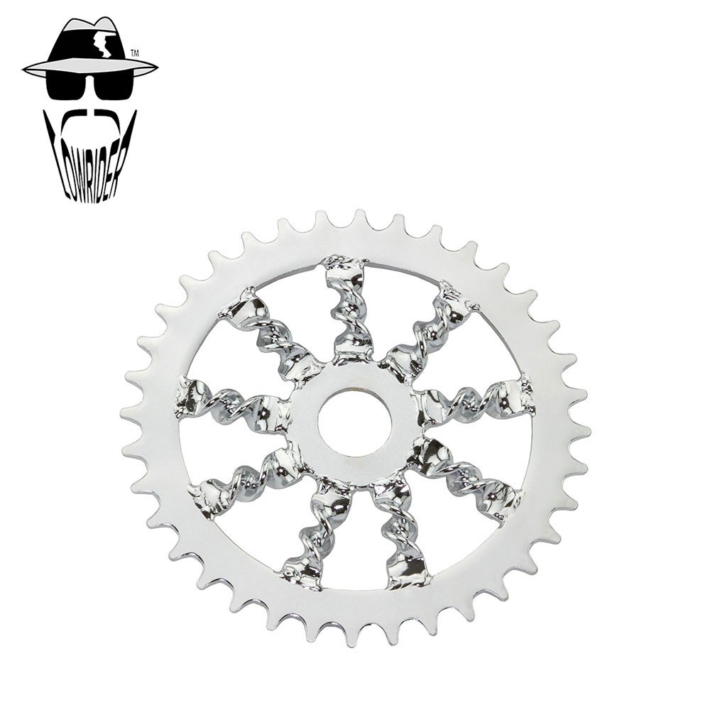 ORIGINAL LOWRIDER Flat Twisted 36T Bicycle Chainring 1/2x1/8 Chrome 1-Pc Crank.