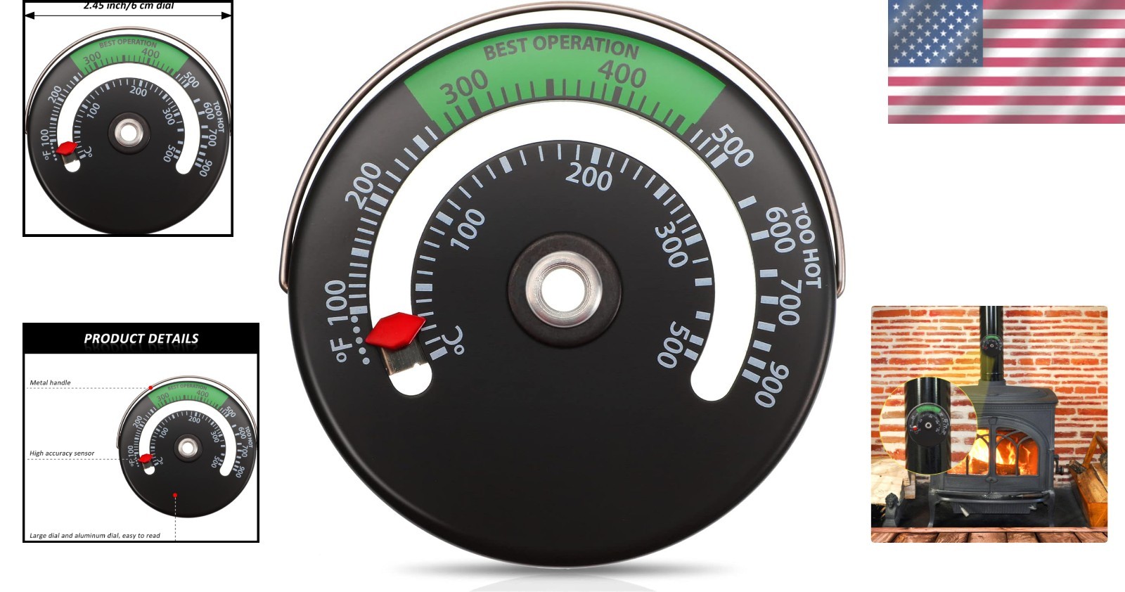 Large Dial Analog Stove Thermometer - Accurate Temperature Control for Safety