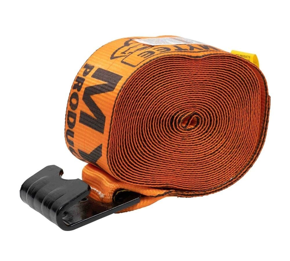 4" x 30' Winch Strap with Flat Hook - High Abrasion Orange