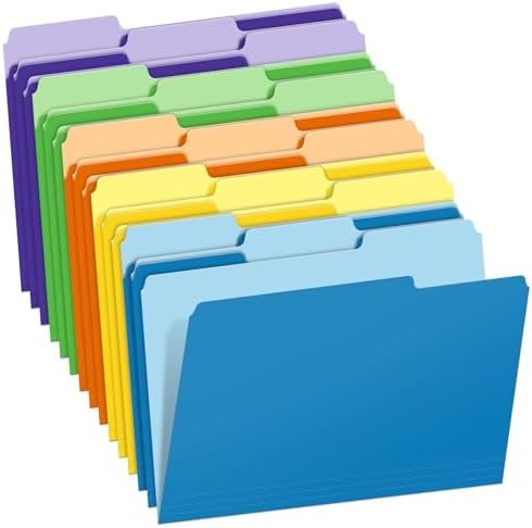 Two-Tone Color File Folders, 15 Pack Letter Size Folders with 5 Assorted Colors,
