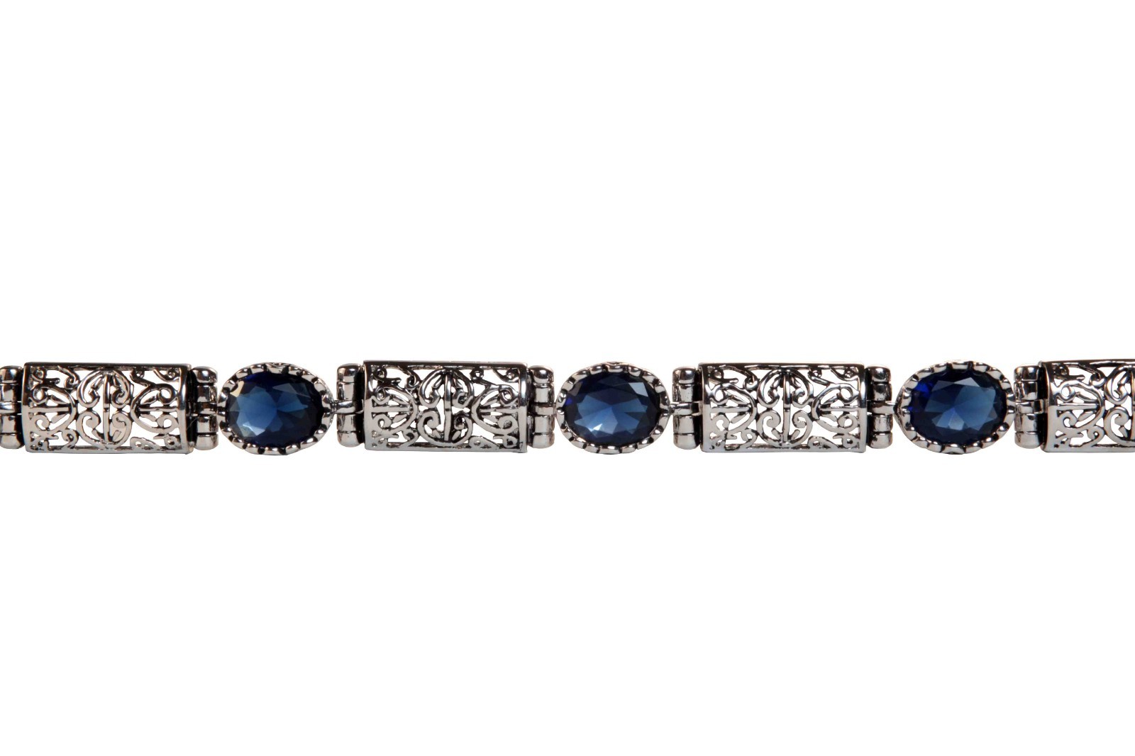 Jewelry Components (33) 12" Lengths no clasps Oval Filigree Sapphire Sew On