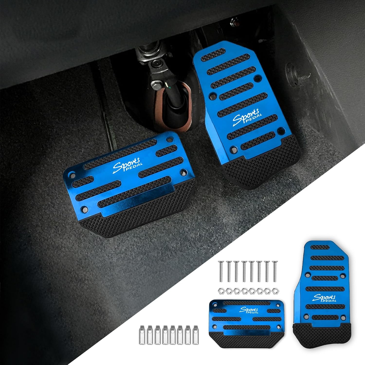 2PCS Non-Slip Car Pedal Covers, Premium Aluminum Alloy Gas and Brake Pedals Cove