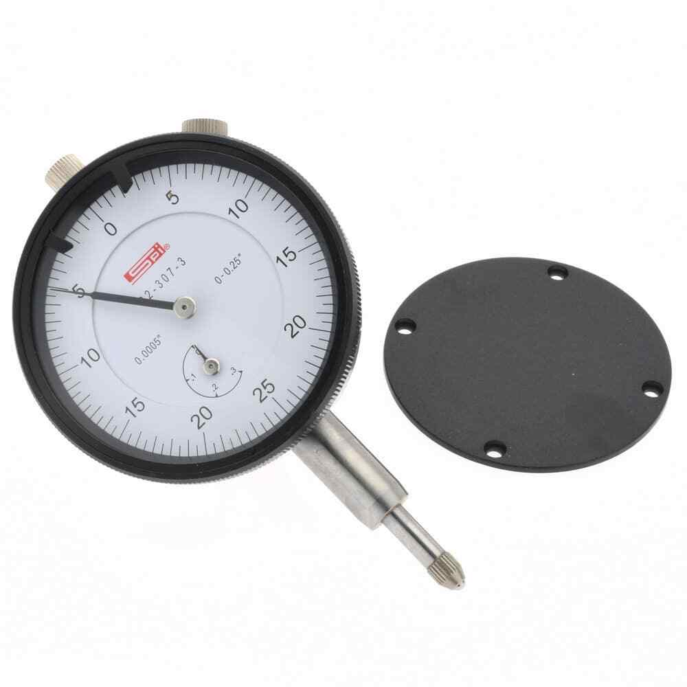 SPI 22-307-3 Dial Drop Indicator: 1/4" Range, 0-25-0 Realding, 2.2" Dial