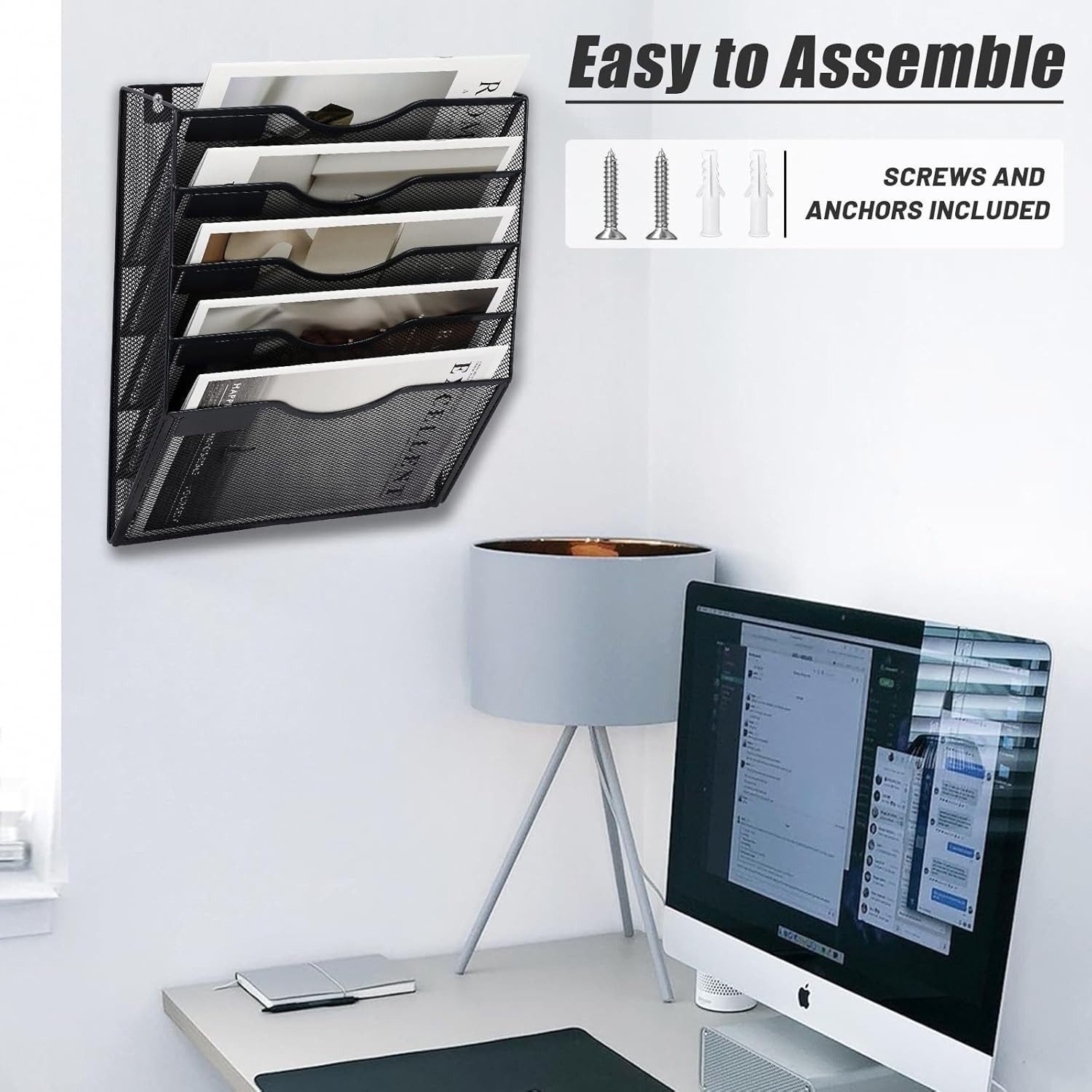 5-Tier Mesh Wall File Organizer for Office & Home