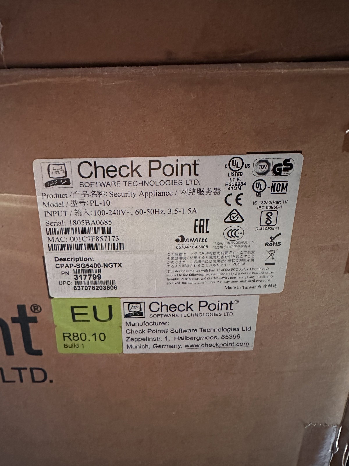 Brand New:Free Shipping: Check Point 5400 PL-10 Firewall Appliance