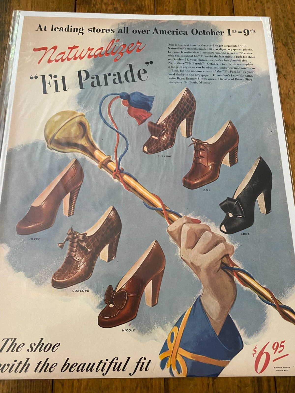 Vintage 1943 Naturalizer Shoes Fit Parade Drum Majors Baton ad
