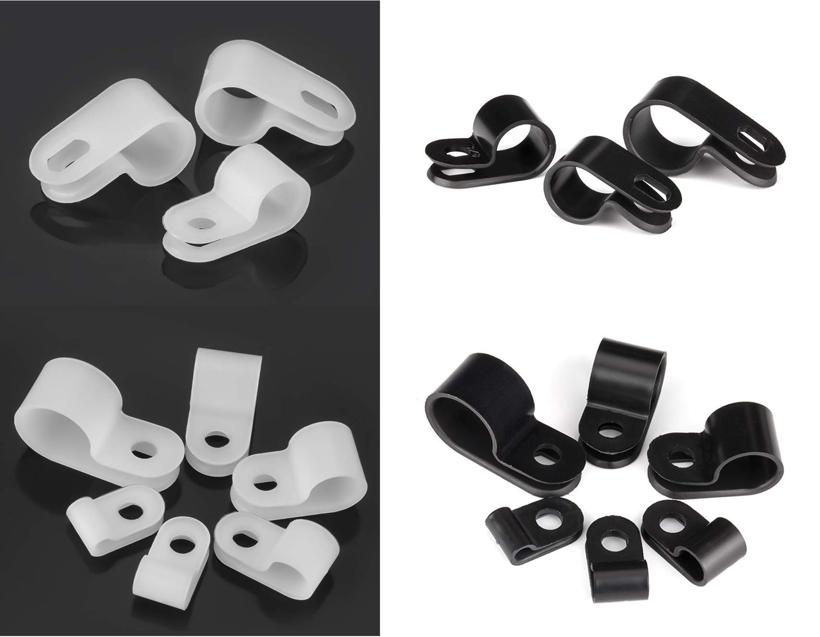 555 PCS Black Nylon Plastic RType Wire Clips With Screws Fastener Assortment
