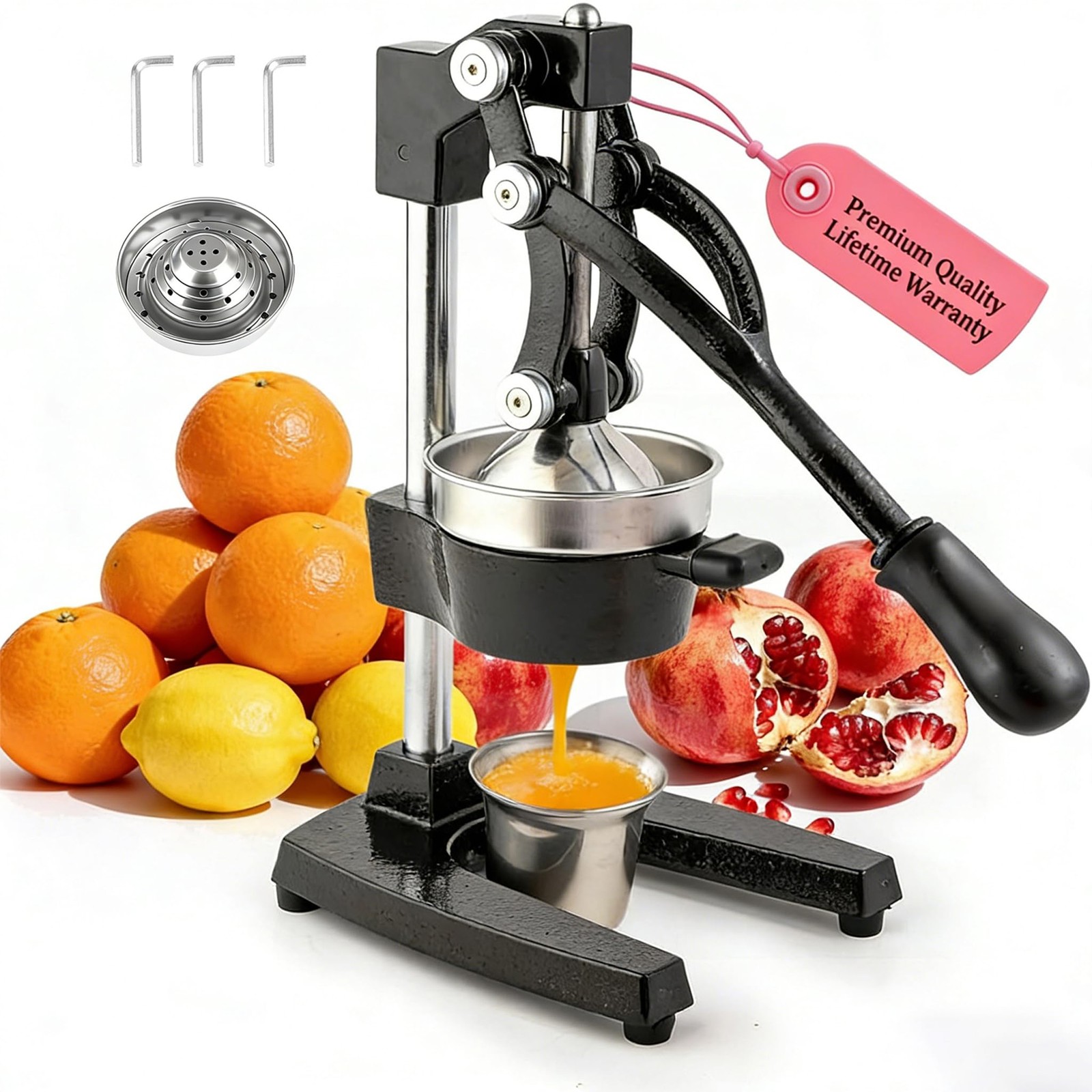 Cast Iron Juicer Hand Press, Heavy-Duty Manual Juicer Juice Press, Easy-to-Cl...