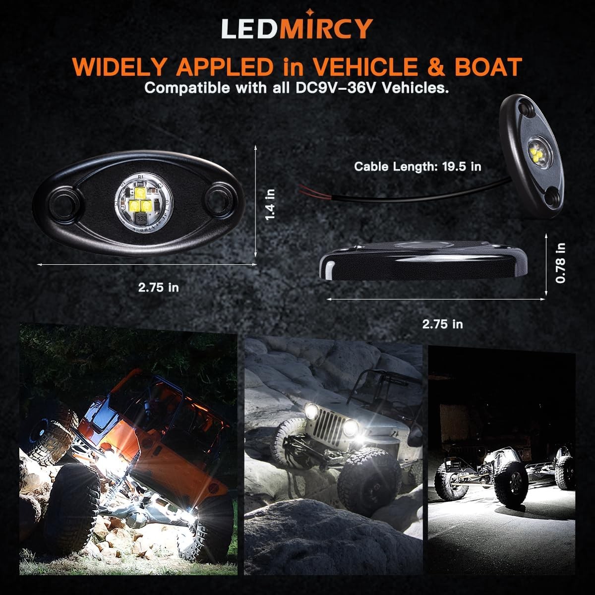 R1 Pure White Rock Lights 40PCS High Power