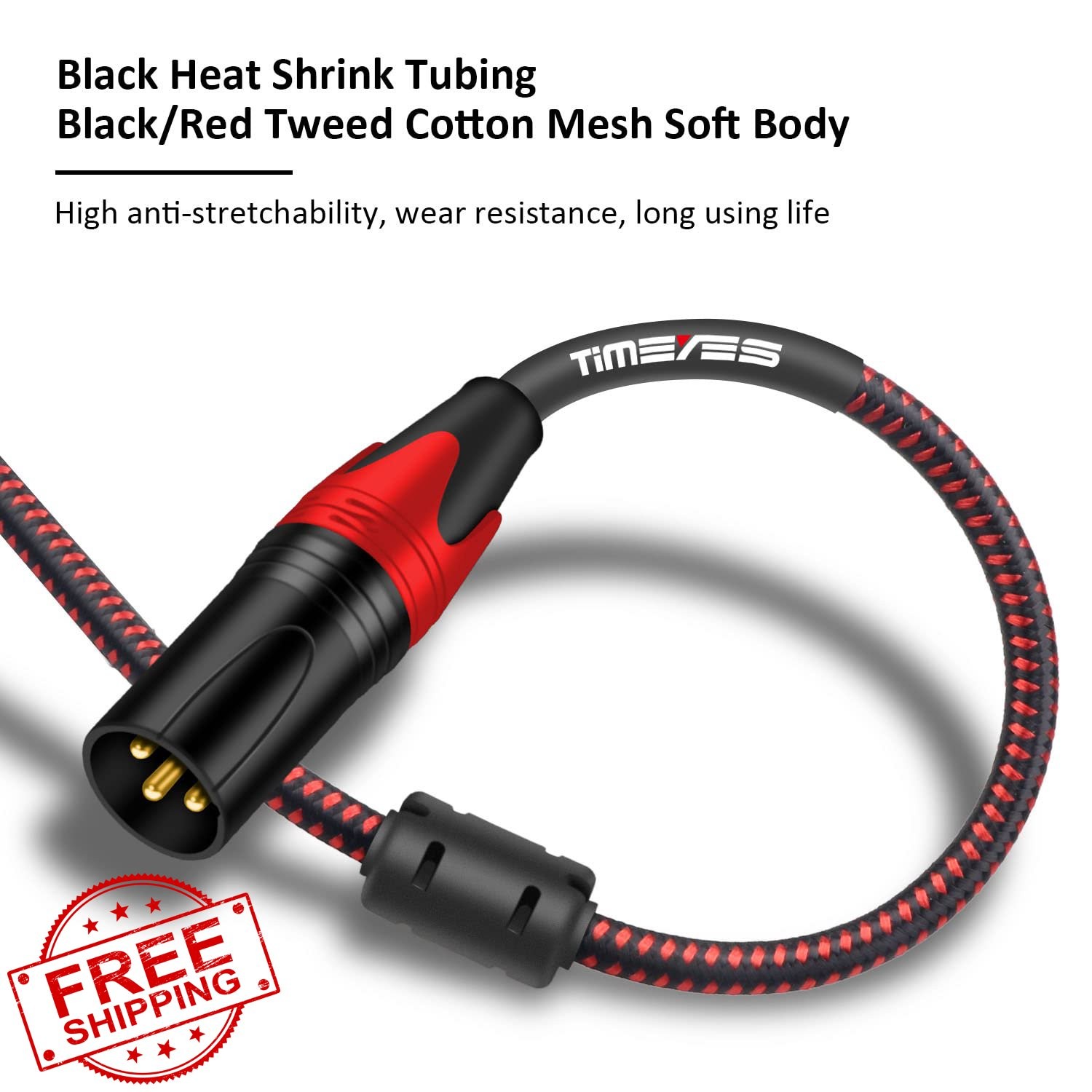 TIMEYES 15M XLR Mic Cable, Male to Female, Balanced Snake Cord