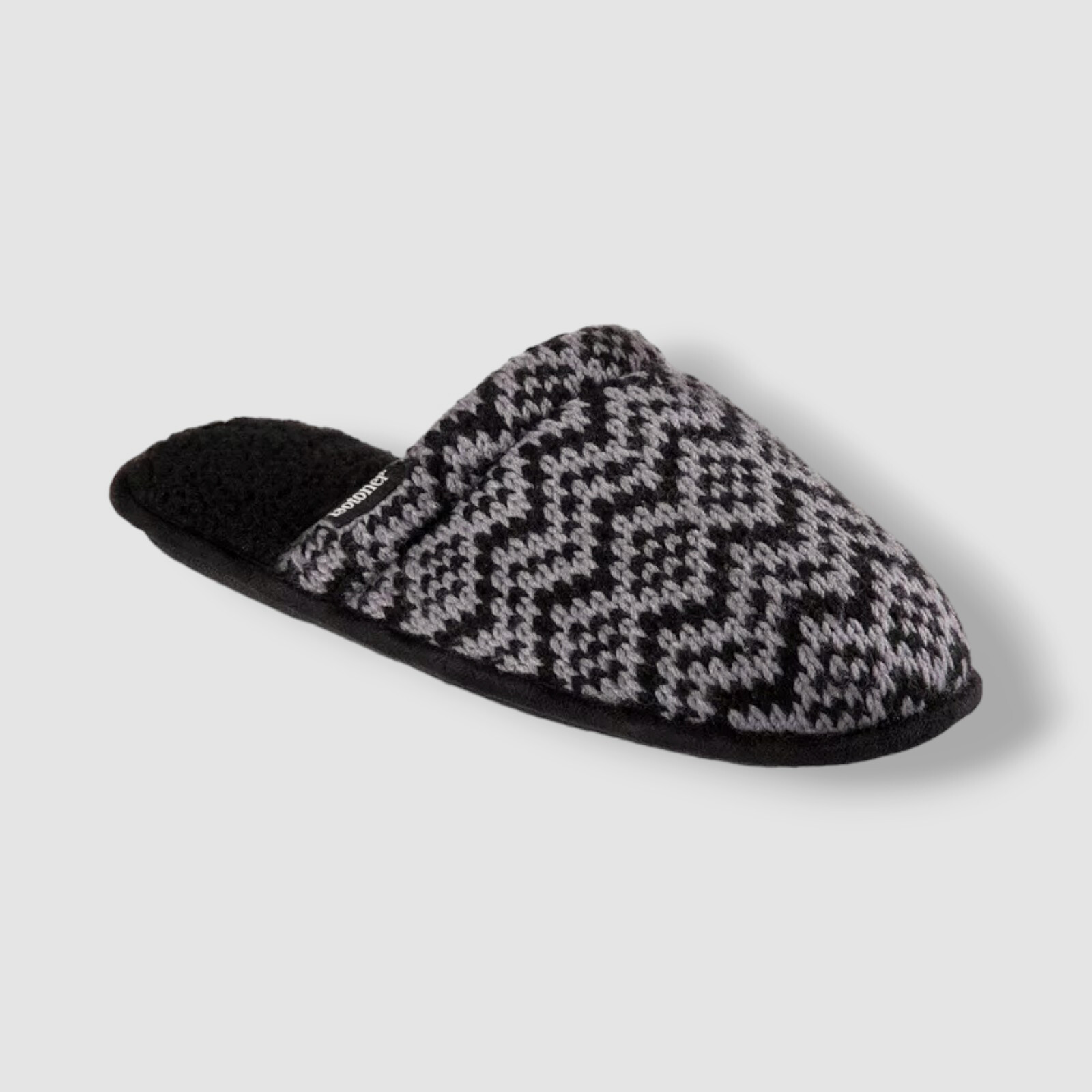 $48 Isotoner Men's Gray Wallace Fair Isle Clog Slipper Shoes Size 9.5-10.5