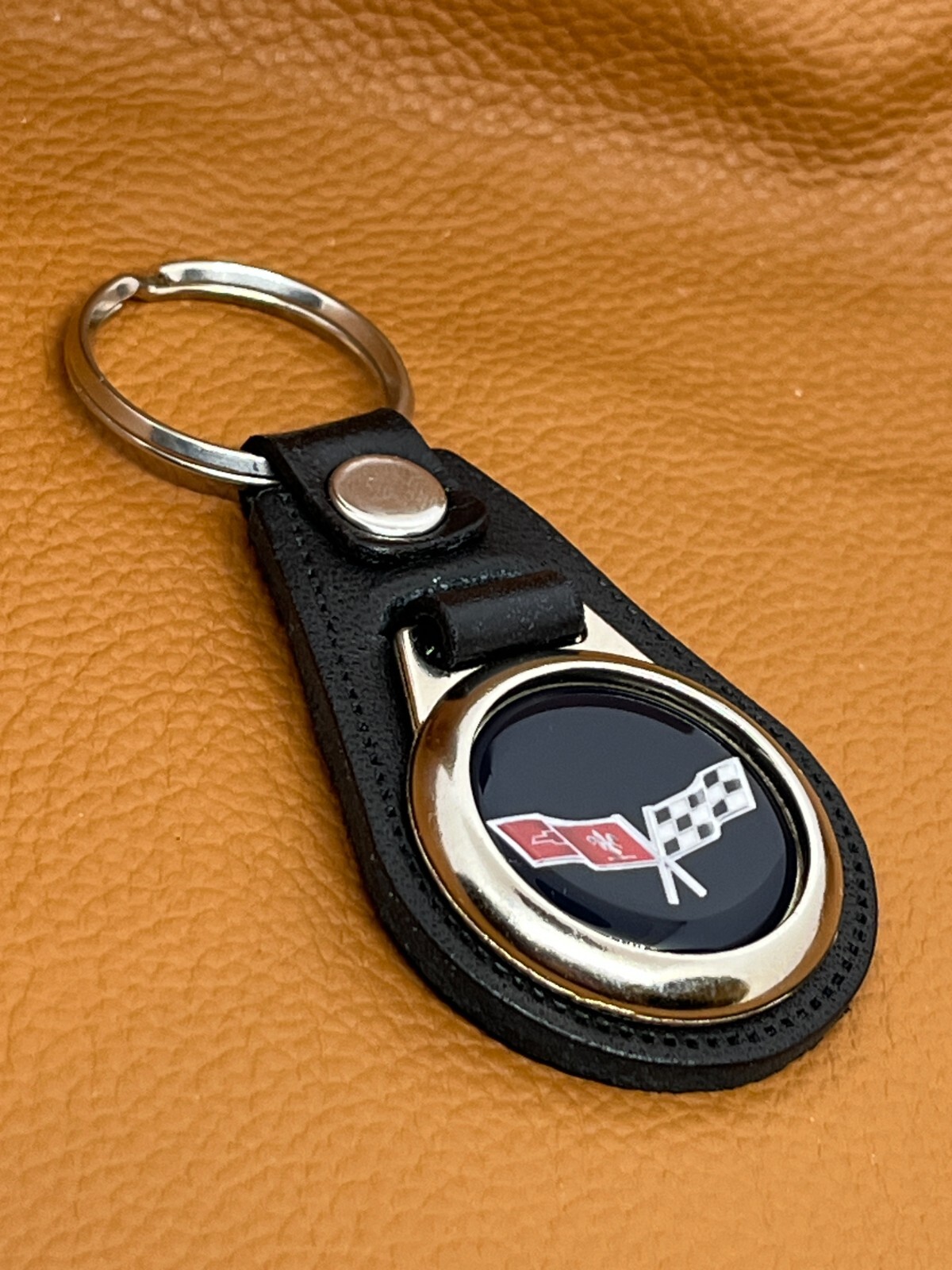 C3 BLACK PREMIUM LEATHER KEYCHAIN BLACK CORVETTE