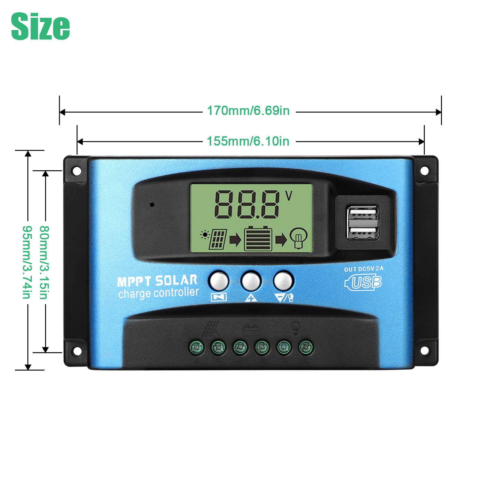 100A MPPT Solar Panel Regulator Charge Controller 12V 24V Auto Focus Tracking