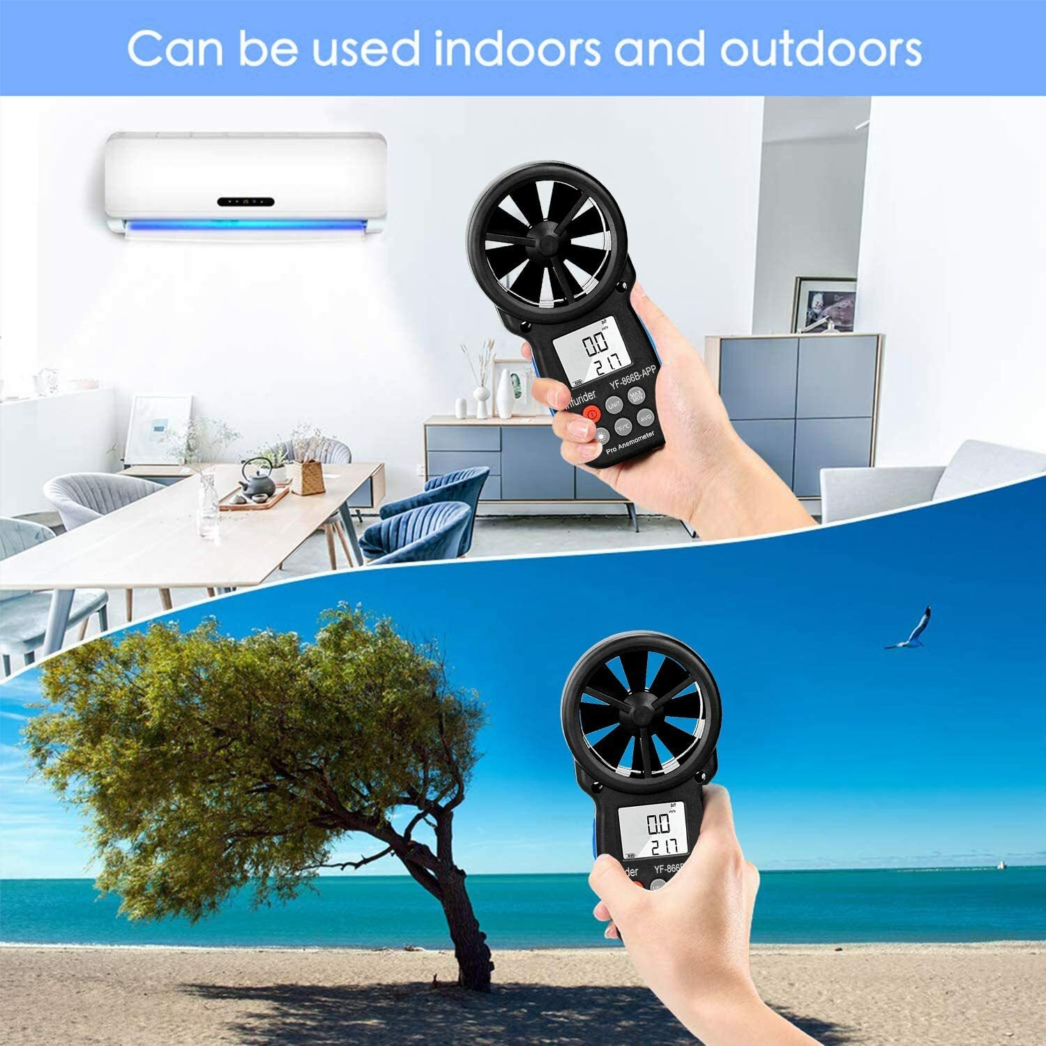 HoldPeak Digital Anemometer Wind Speed Gauge Meter Temperature Bluetooth Connect