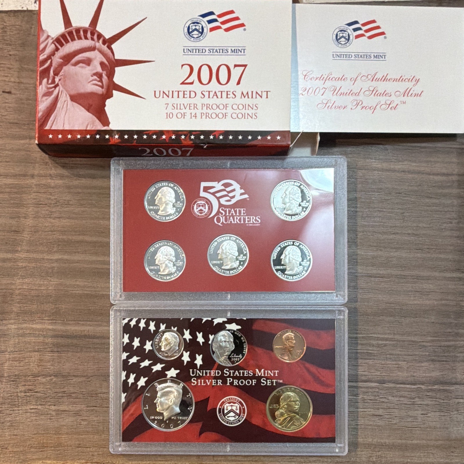 2007 United States Mint Silver Proof Set 50 State Quarters 0.900 SF COA