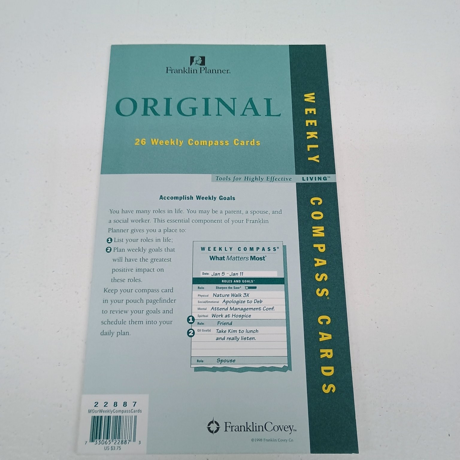 Franklin Planner Weekly Compass Cards ORIGINAL 1998 Goal Planning 26 Count