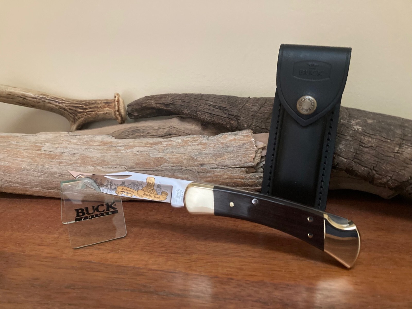 Buck Knife 110 - Vintage Custom "Adolpus Busch" Gold Etch Serialized **NOS**