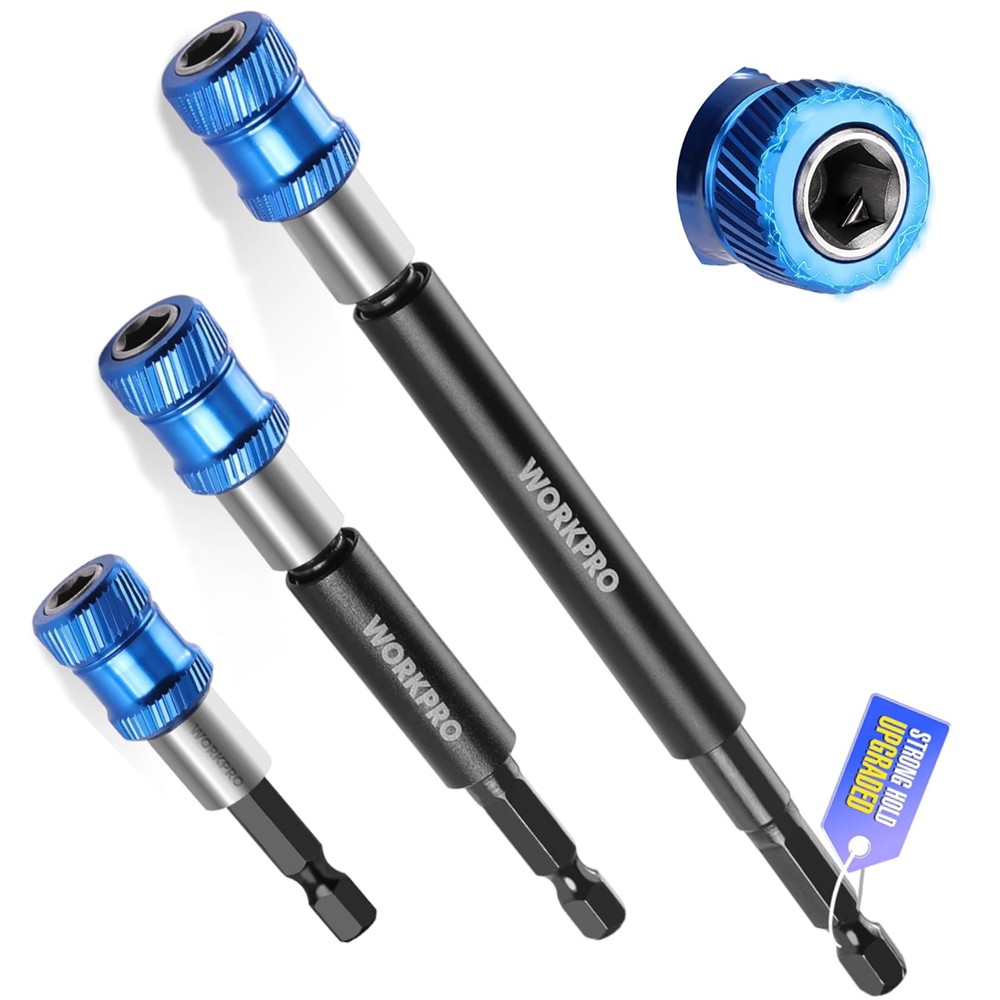 WORKPRO 3PCS 2-3/8" 4" 6" Drill Bit Extension Magnetic Quick Release Bit Holders