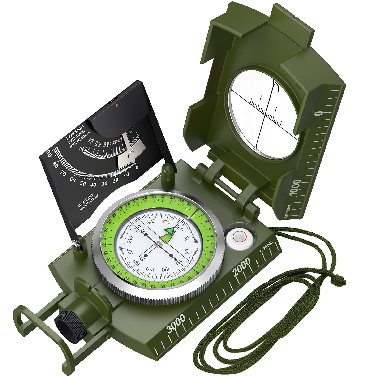 Proster IP65 Compass Hiking Survival - Lensatic Sighting Compass for Camping ...