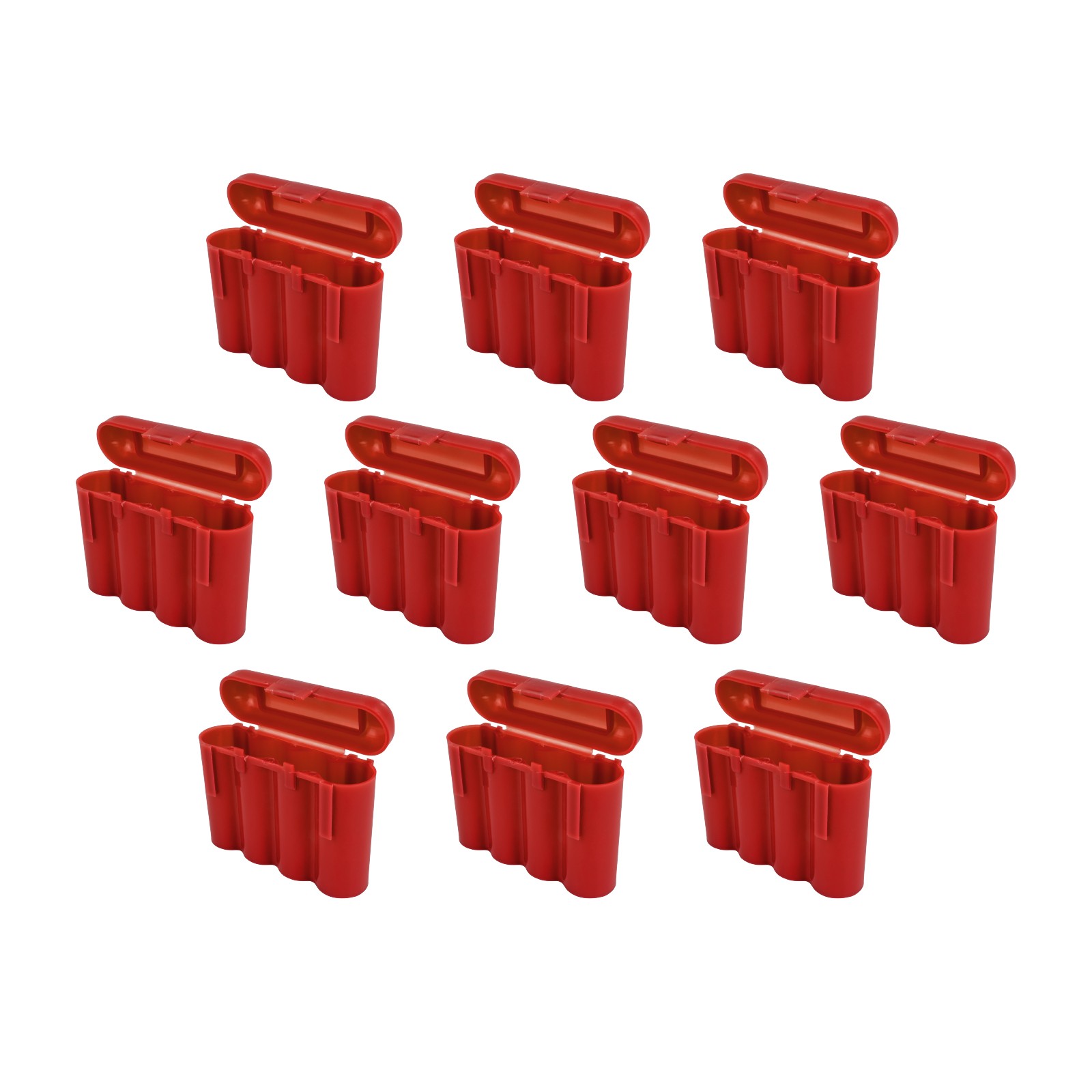 10 RED AA AAA BATTERY BATTERY PLASTIC STORAGE CASE HOLDER BOX  USA SHIP