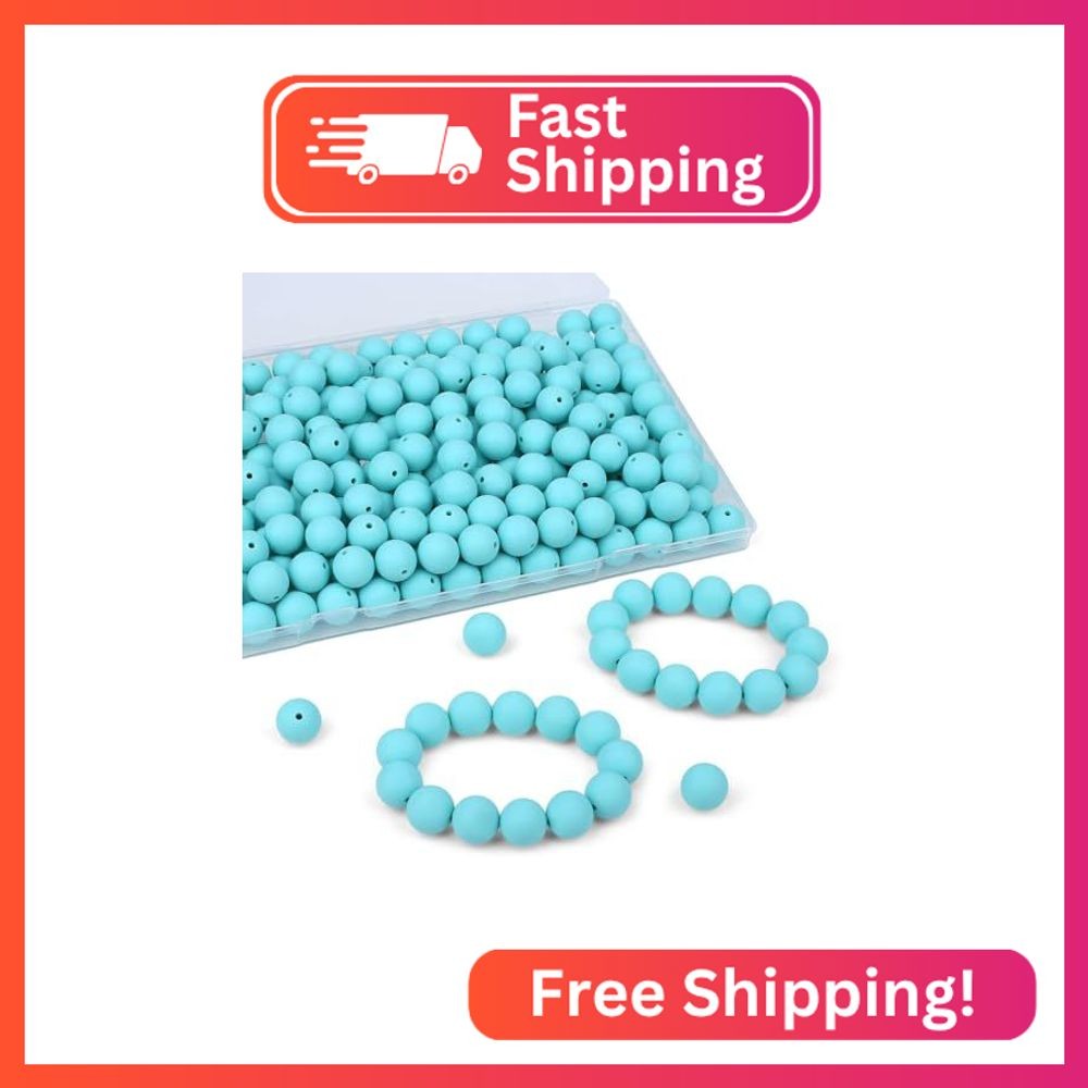 LAIDANLA 120PCS 15mm Caribbean Blue Silicone Beads for Keychain, Bracelet & Neck