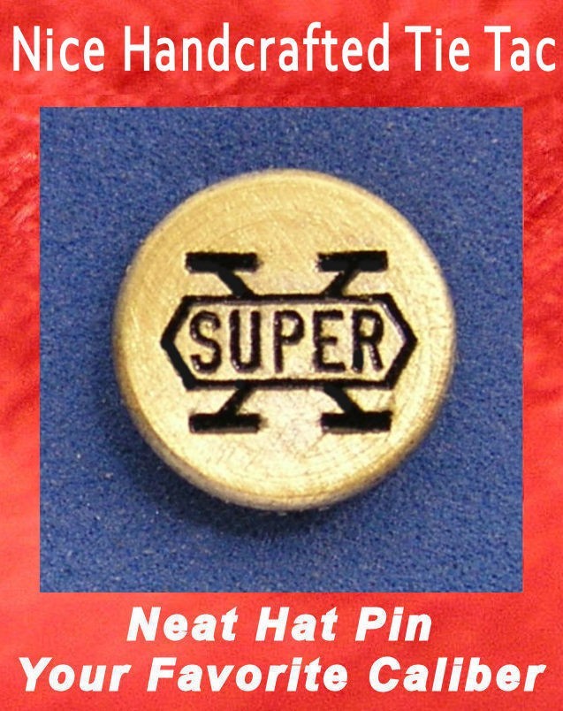 Super X   22 Rimfire Brass  Cartridge  Hat or Jacket  Pin  Tie Tac Bullet Ammo