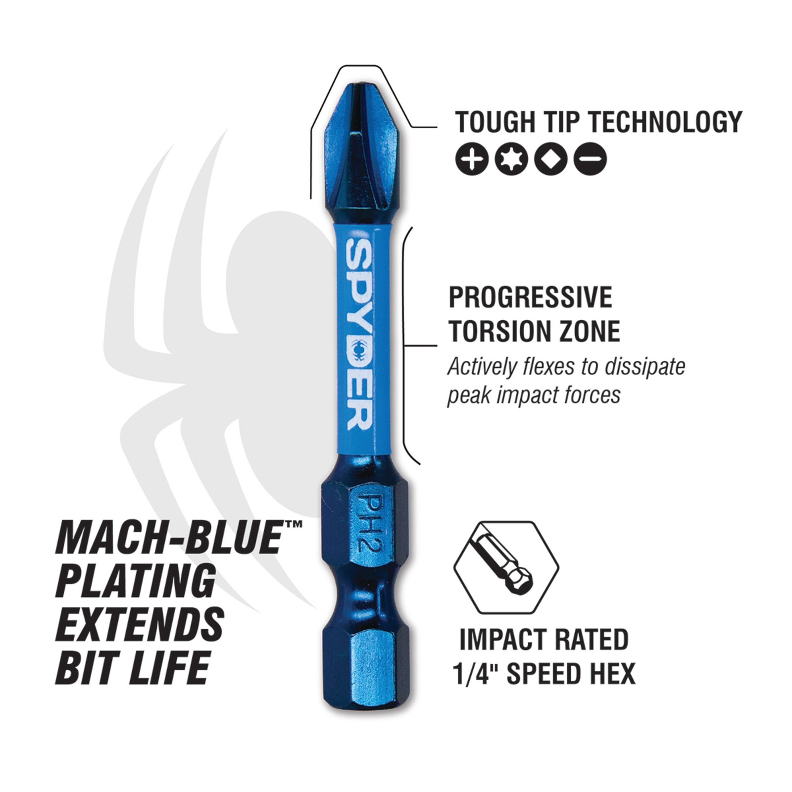 Spyder 2-Inch T10 Impact Driver Bit (20-Pack), 19051-CASE-10