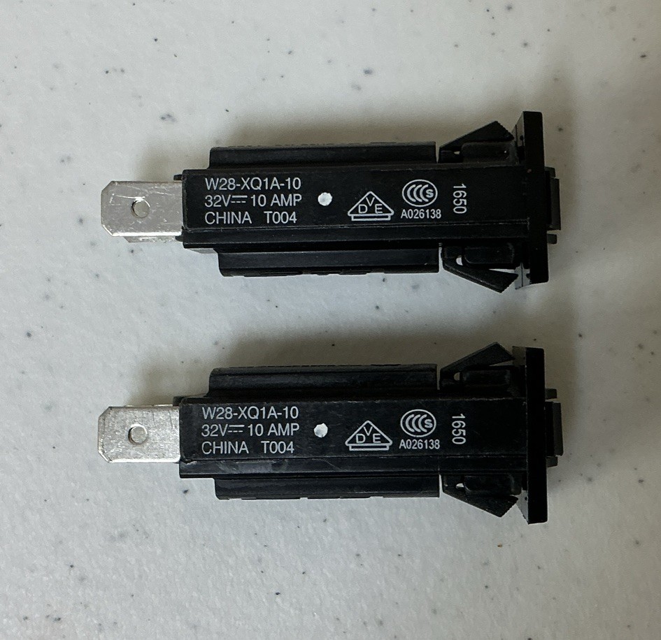 NEW LOT OF 2 TYCO ELECTRONICS, ETE, W28-XQ1A-10 CIRCUIT BREAKER, FREE SHIPPING