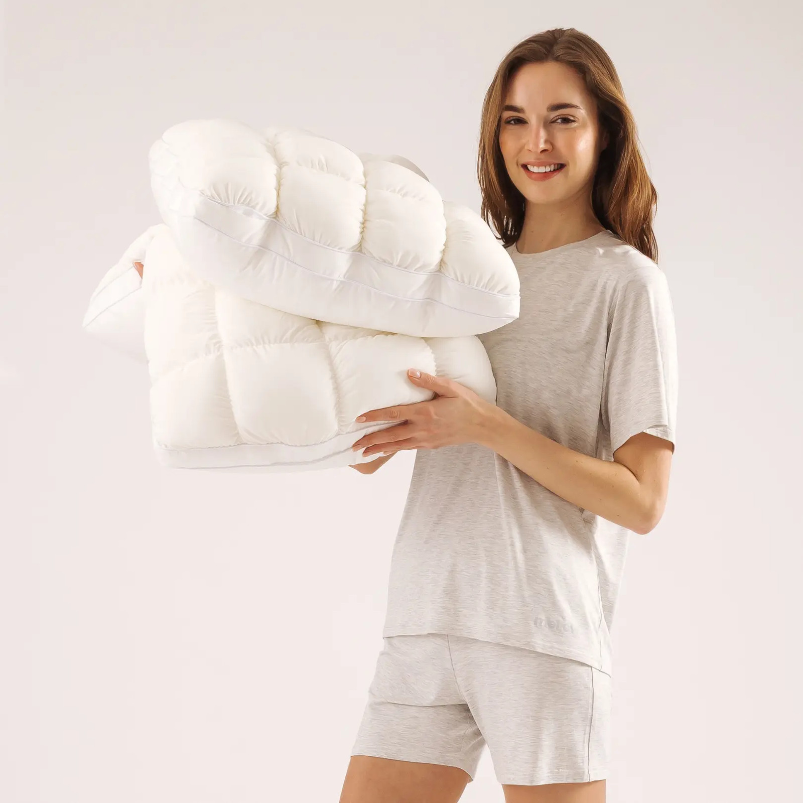 Mellow Sleep | Mellow Puff Pillow – Soft Quilted Puff Grid Design Pillow, Fluffy