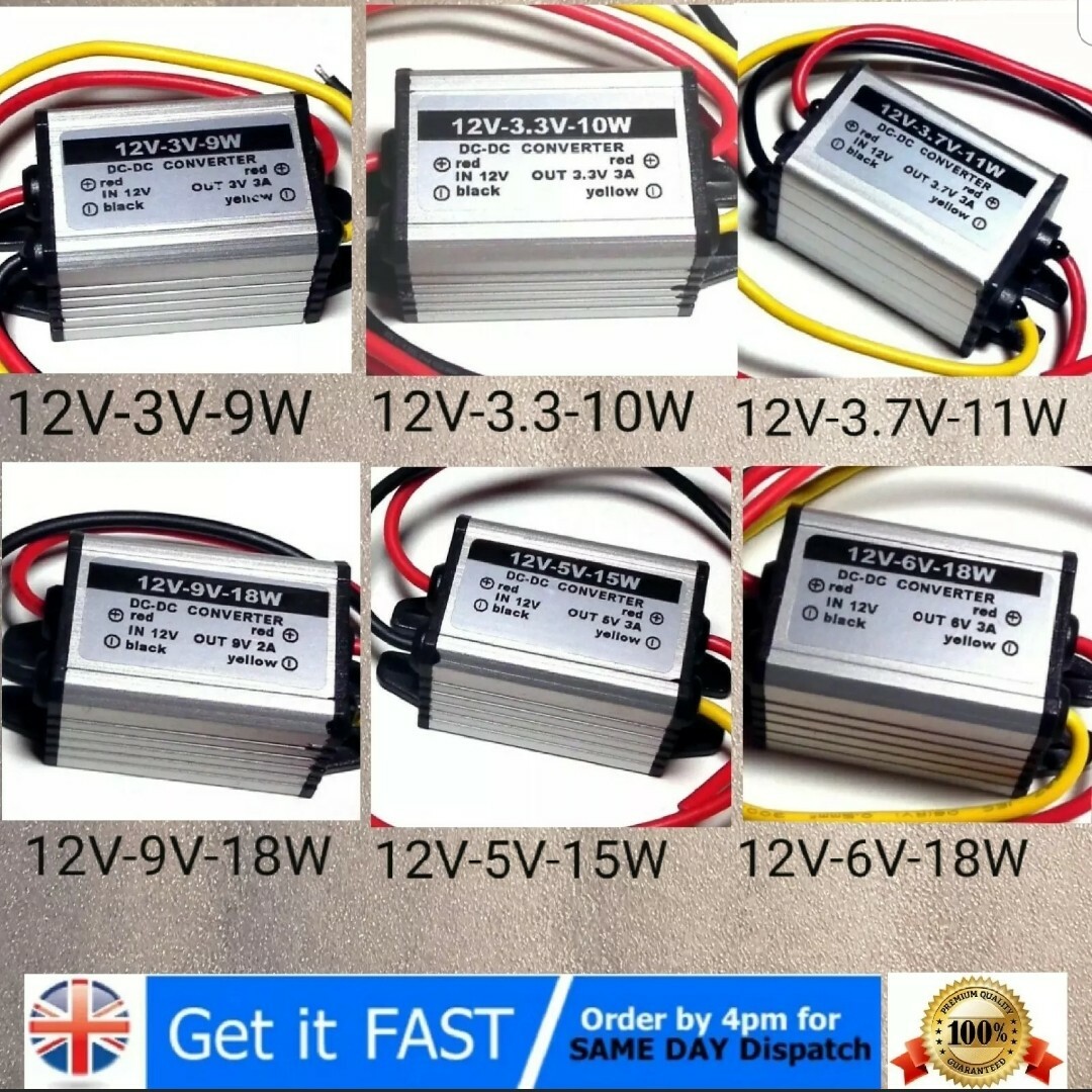 Waterproof DC to DC buck Converter 12V to 3/3.3/3.7/5/6/9V Power Module Supply