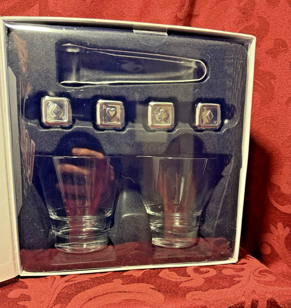 The Whiskey Drinking Duo Set w/Stainless Steel Cubes & Tongs 7 Piece Set