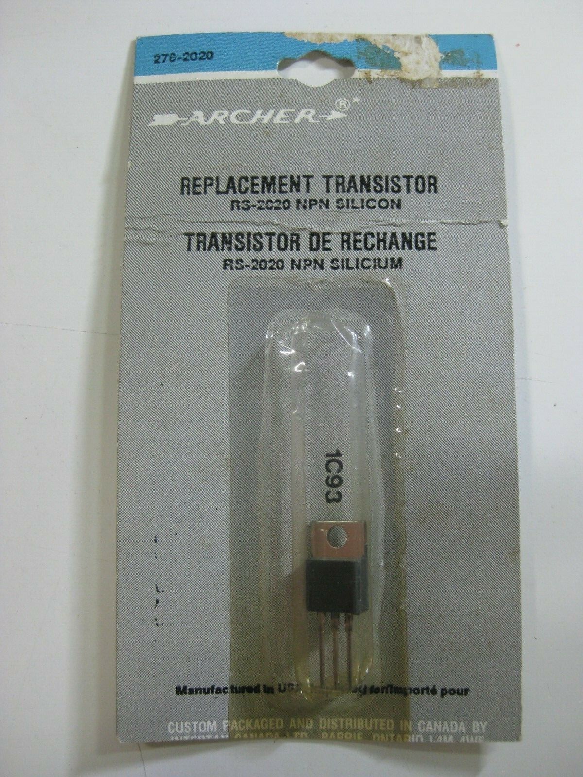 VINTAGE ELECTRICAL COMPONENTS ARCHER REPLACEMENT TRANSISTOR RS-2020 NPN SILICON