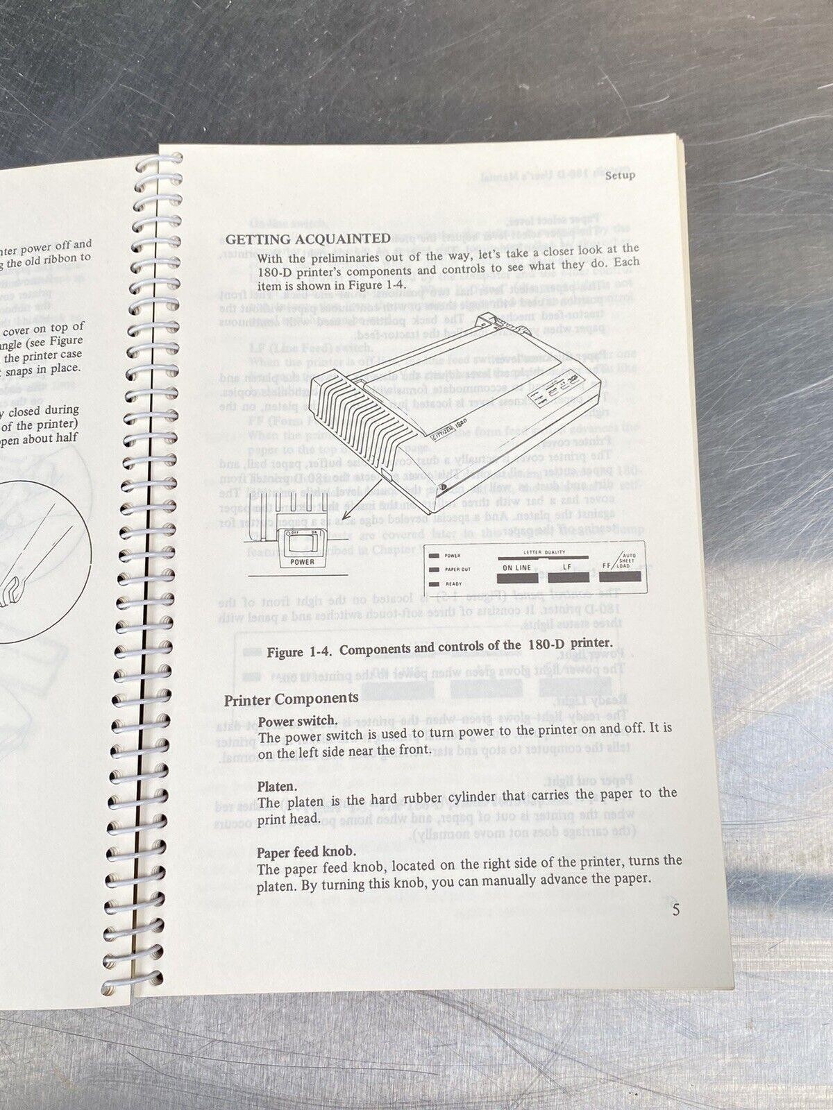 Citizen 180-D Printer - Manual / Users Guide / Instructions Book