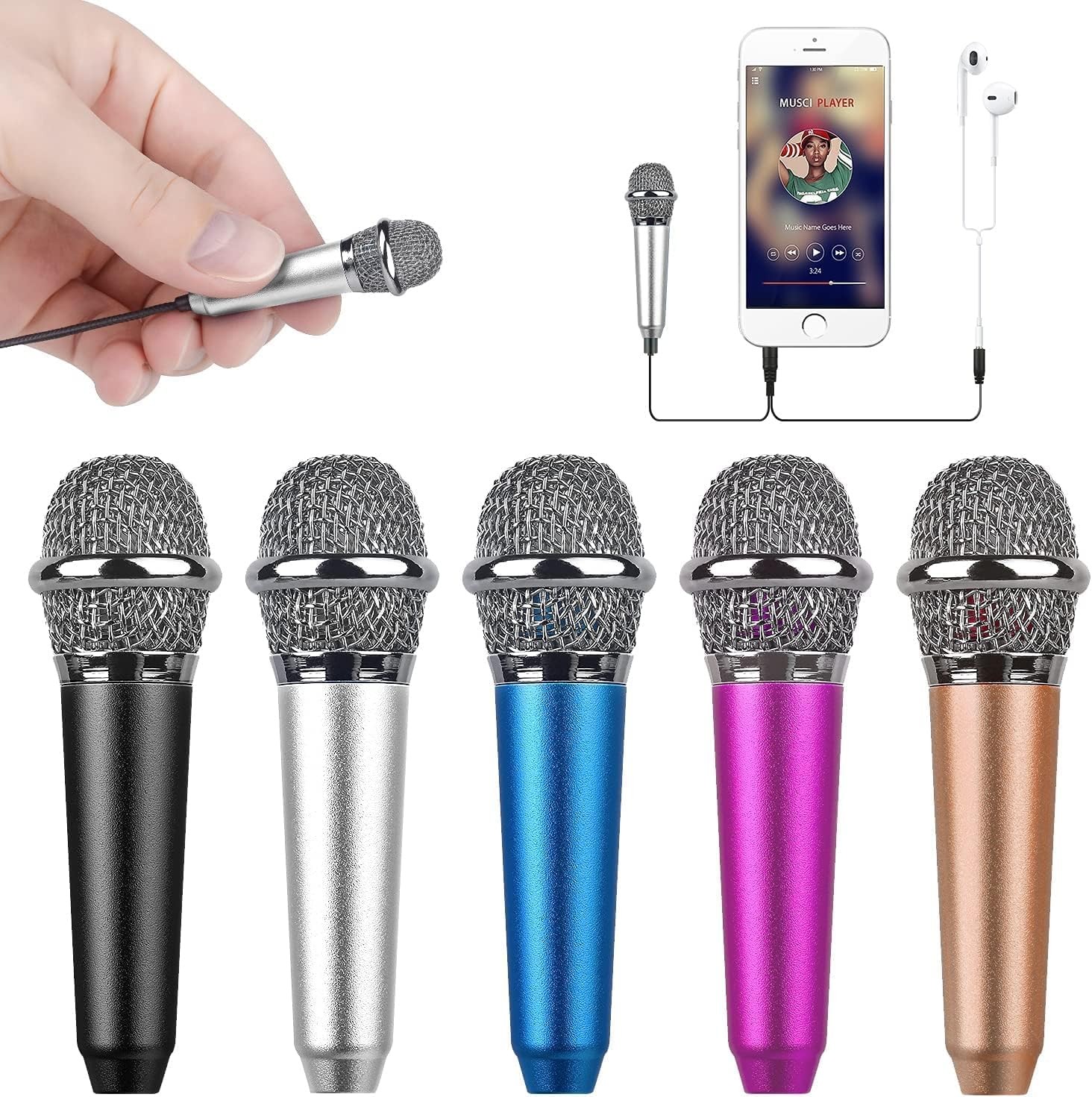 Mini Portable Vocal/Instrument Microphone for Voice Video Recording Silver