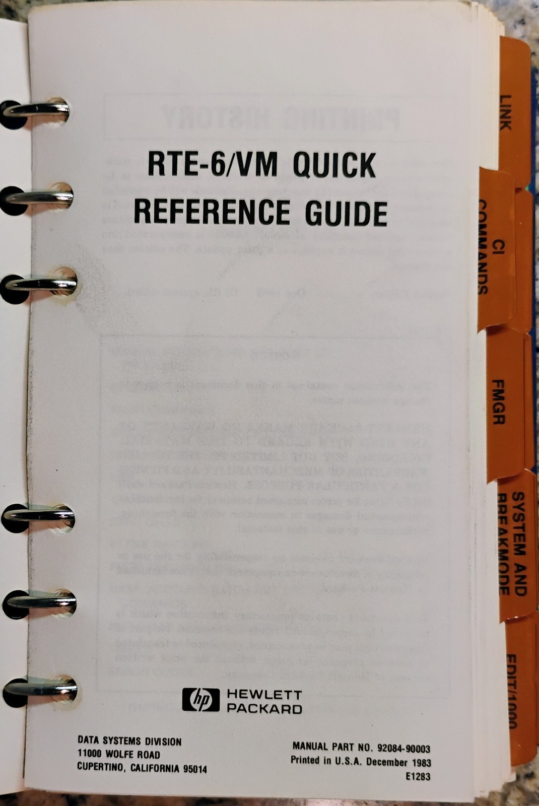 2x HP 1000 Manuals - RTE-6/VM Ref Guide & DS/1000-IV Quick Ref Guide