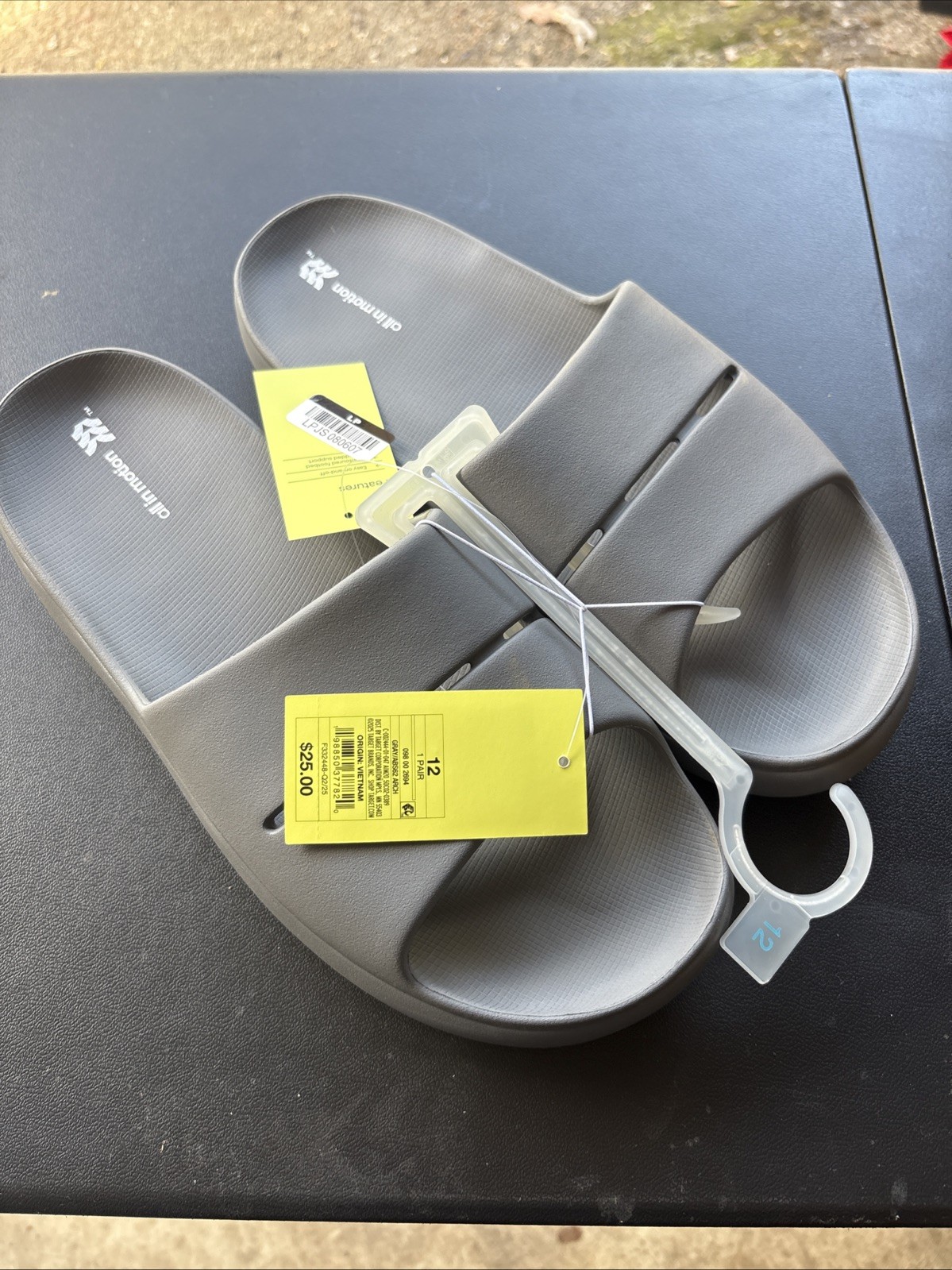 Men's Archie Recovery Slide - All In Motion™ Gray Size 12 Slip-On Sandals, NWT