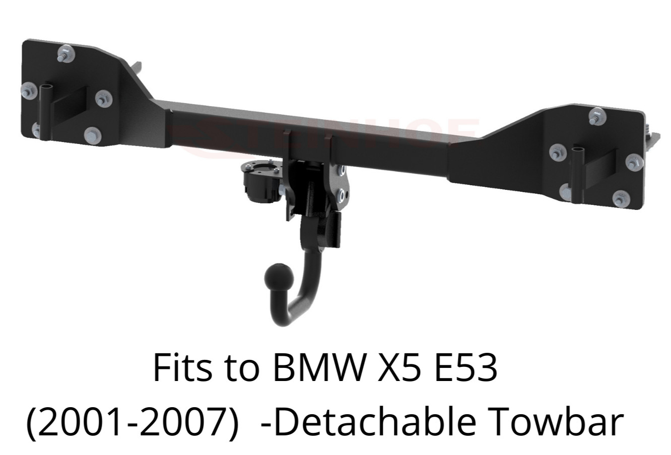DETACHABLE Tow Bar For BMW X5 SUV E53 (2001-07) & 13 Pin Bypass Relay - B071