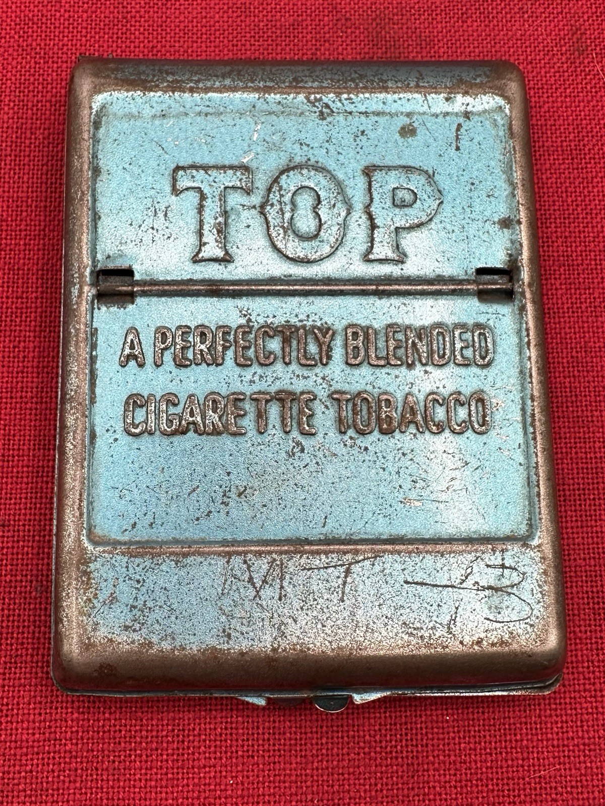 Vintage TOP Blue Metal Tin Cigarette Roller  Perfect Blended Tobacco Patena