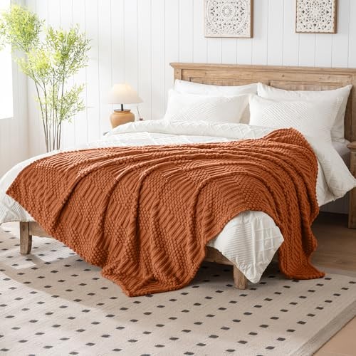 50x70 Inch Throw Blanket - Soft & Fluffy Fleece, Cute & XL Throw(50x70) Rust