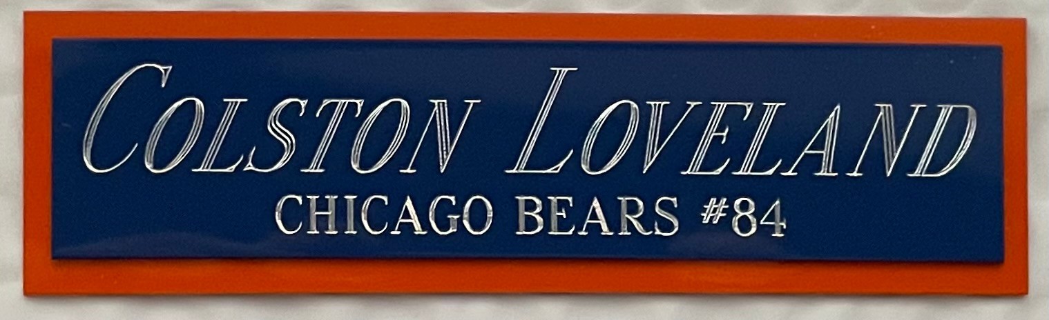 COLSTON LOVELAND BEARS NAMEPLATE AUTOGRAPH Signed Helmet Football JERSEY PHOTO