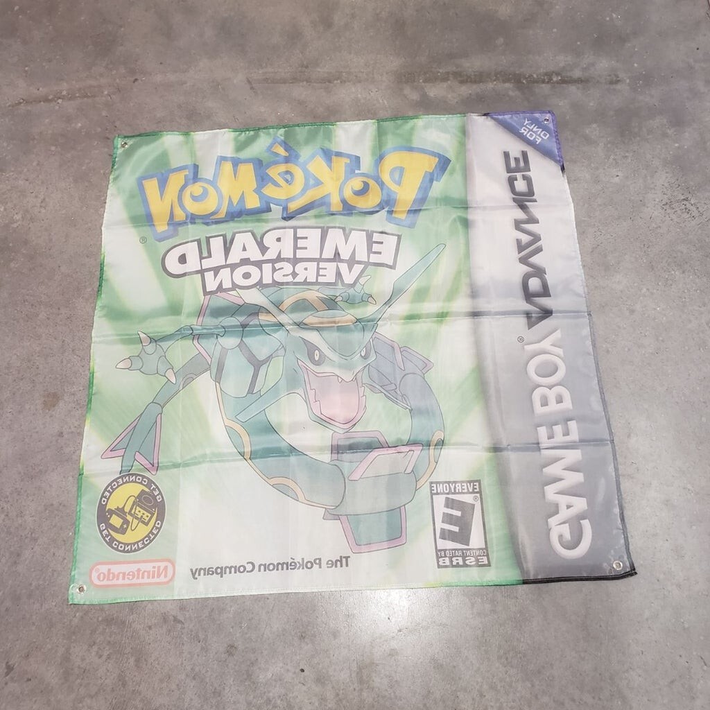 Pokemon Emerald Version Gameboy Advance Custom Wall Banner Tapestry 3 x 3 Ft