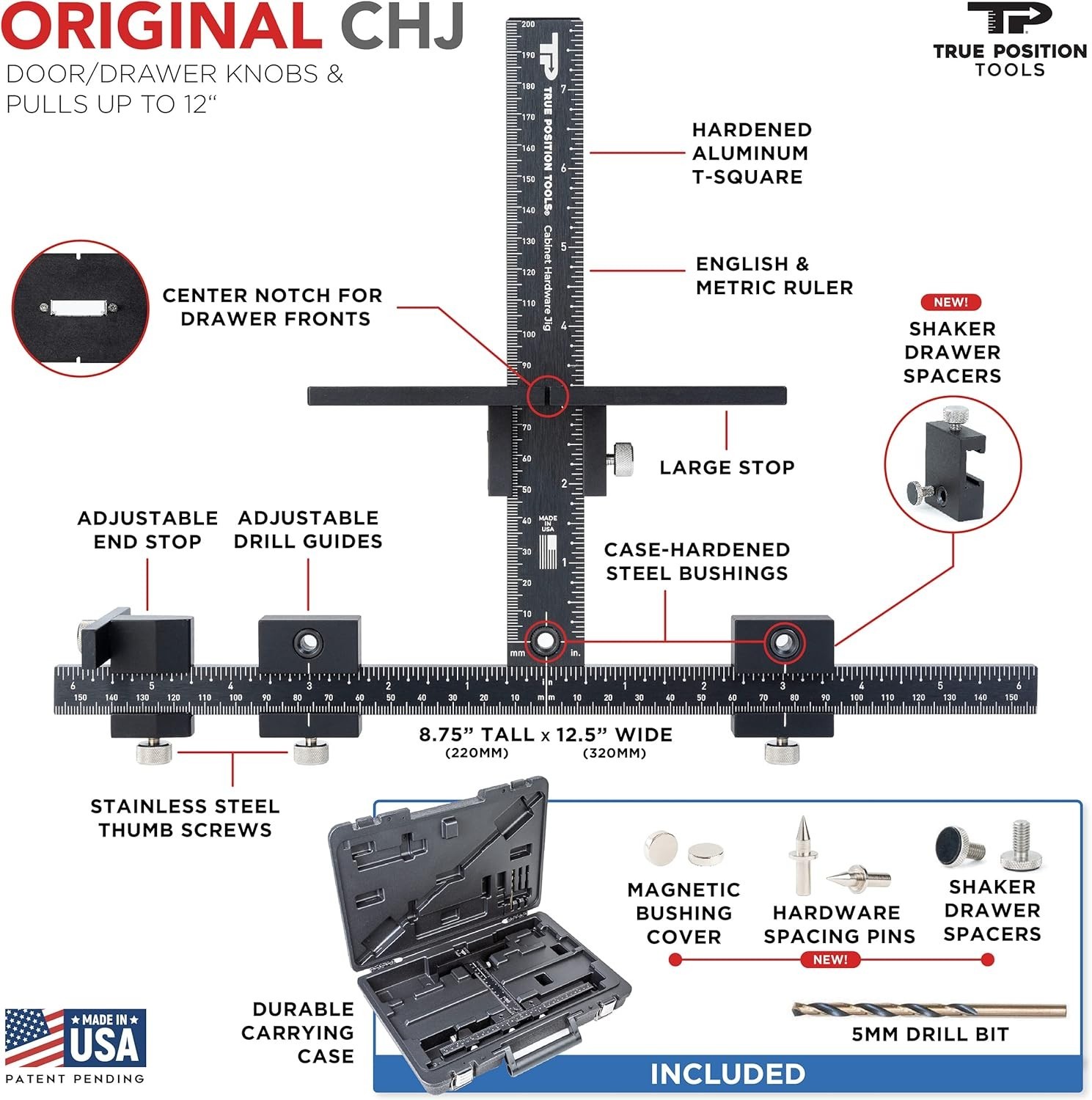 Original Cabinet Hardware Jig - Made in USA - Most Accurate Tool for Knobs and P