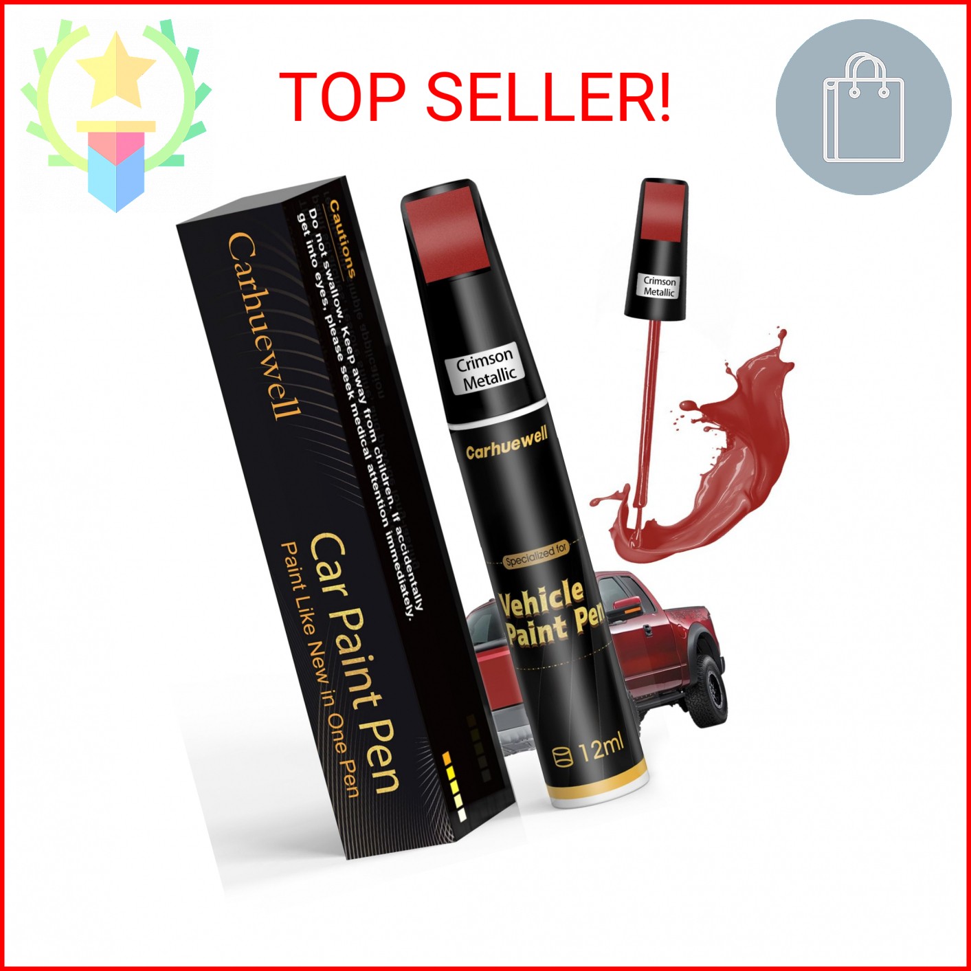 Red Touch Up Paint for Cars, Auto Car Paint Touch Up Paint Pen for Deep Scratche