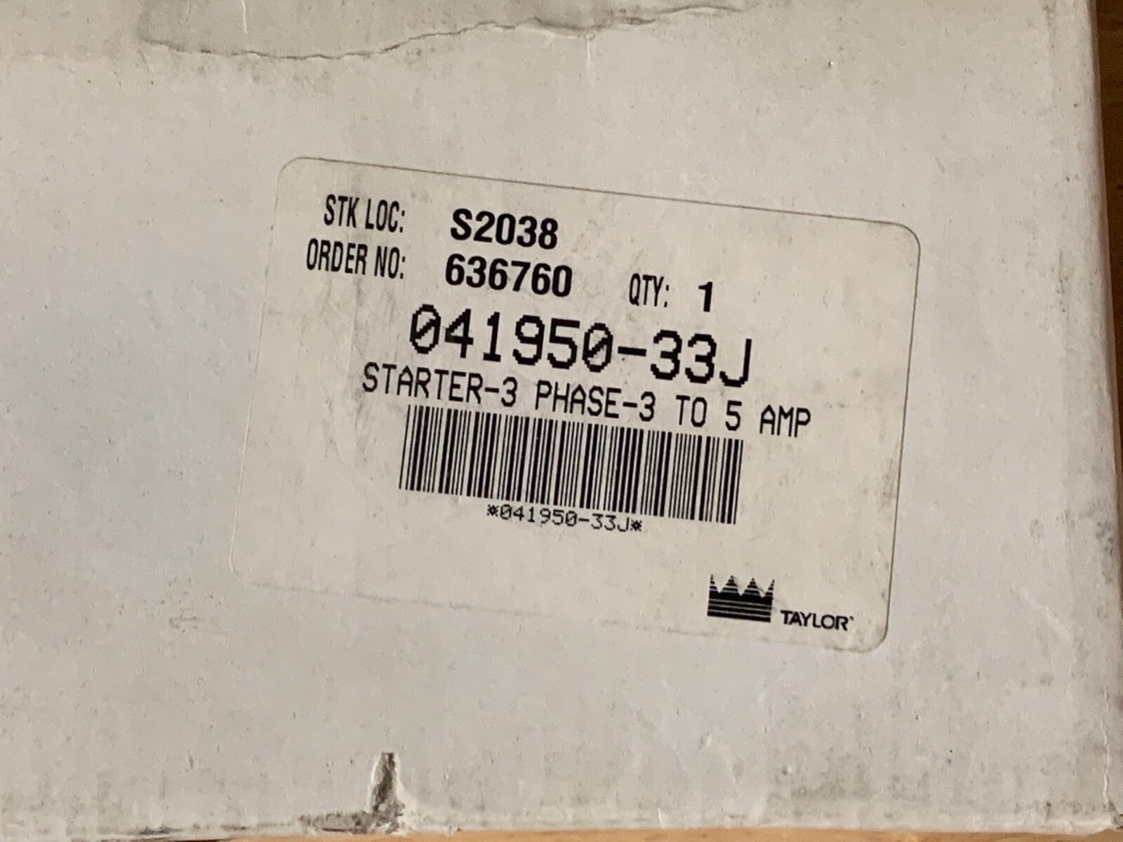 Taylor Motor Starter 041950-33J 3-5 Amp 240 V Coil 