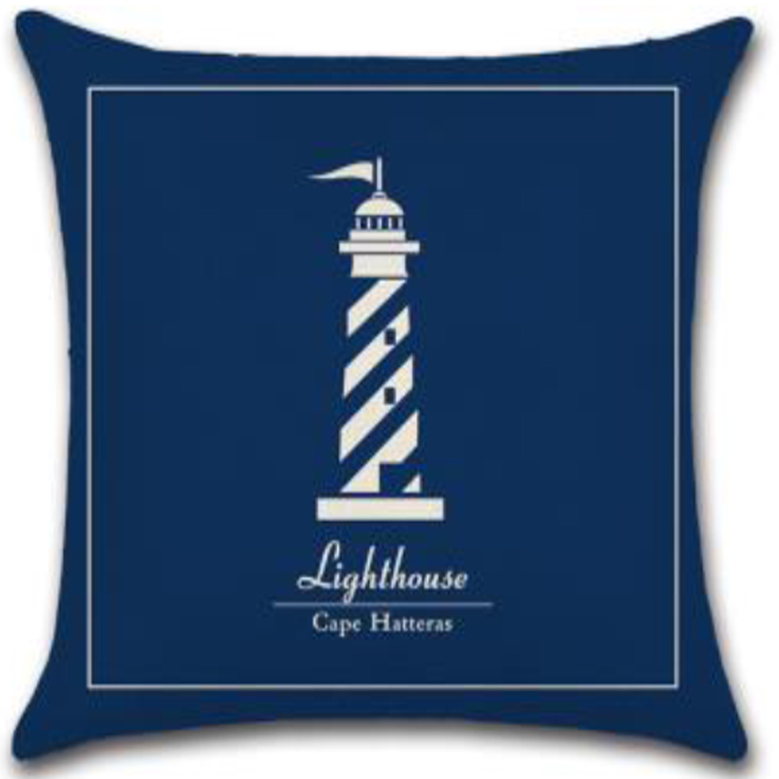 Set of 2 Pillow Covers 18x18, Blue Sailboat & Lighthouse Pattern