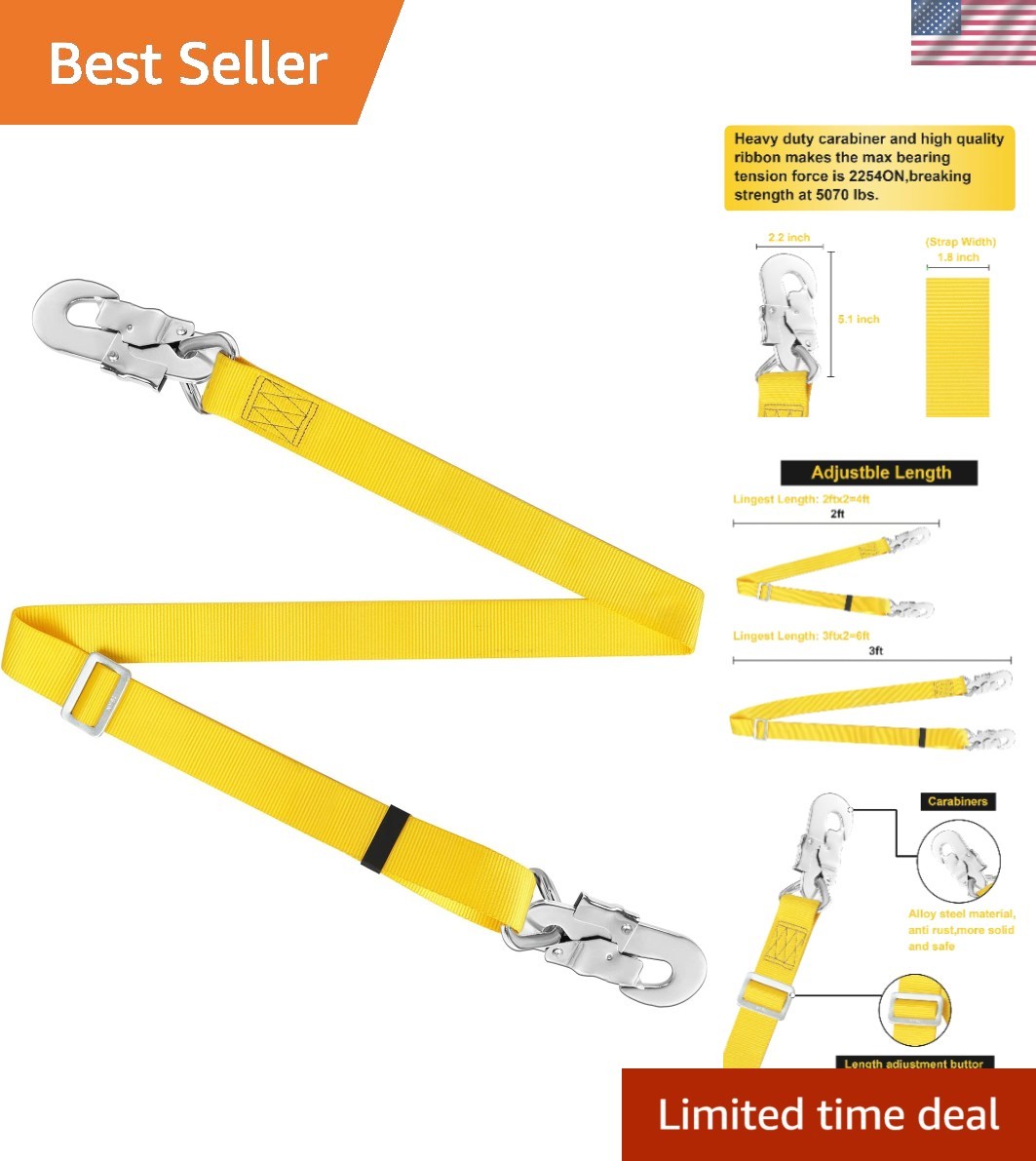 Hunting Safety Adjustable Lanyard: 5070 lb Capacity, Perfect for Climbing & Work