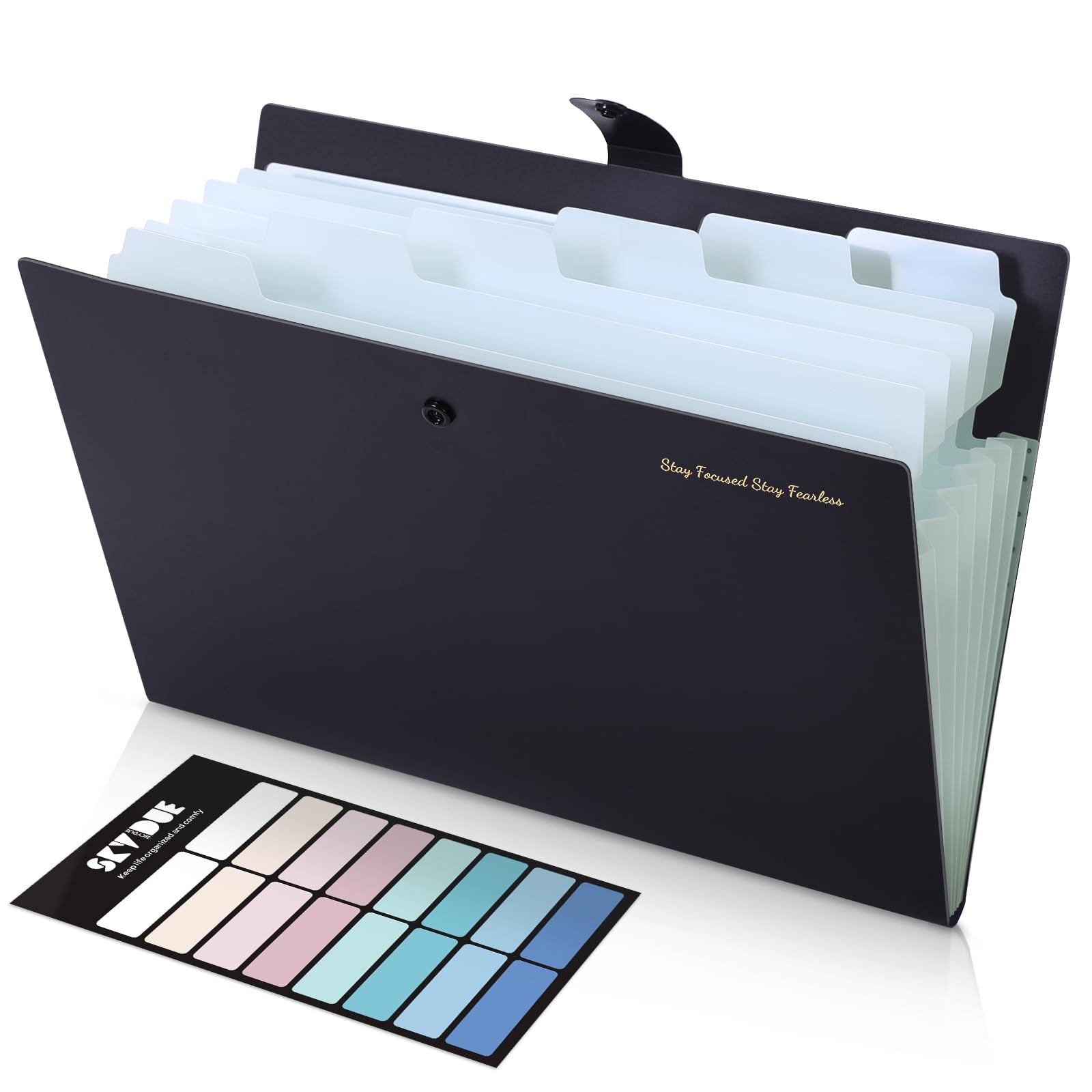 7 Pocket Expanding File Folder Letter A4 Accordion Document Organizer Black