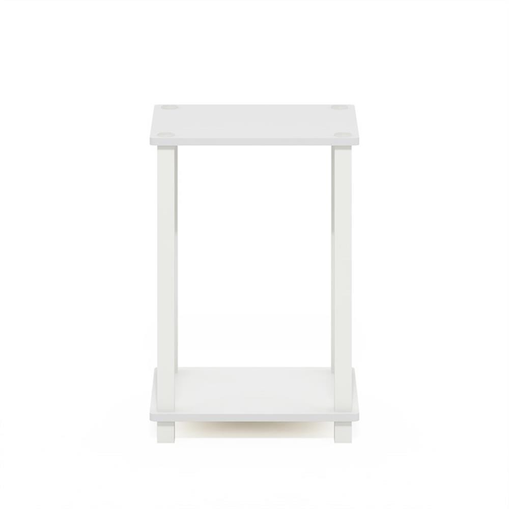 Maklaine Engineered Wood Contemporary End Table in Small in White/White
