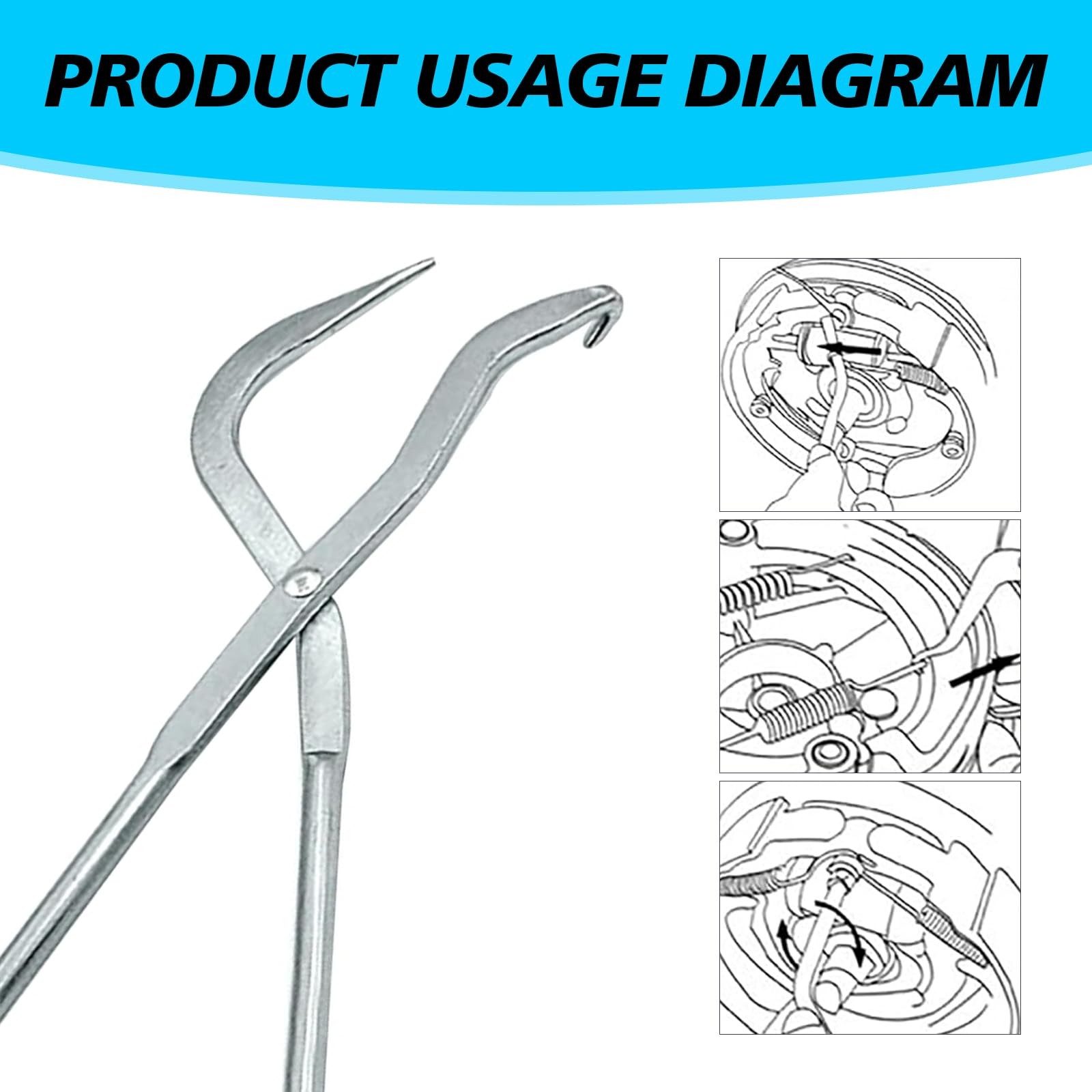 MLY 1 PC Drum Brake Tool, Double Ended Spring Carbon Sliver
